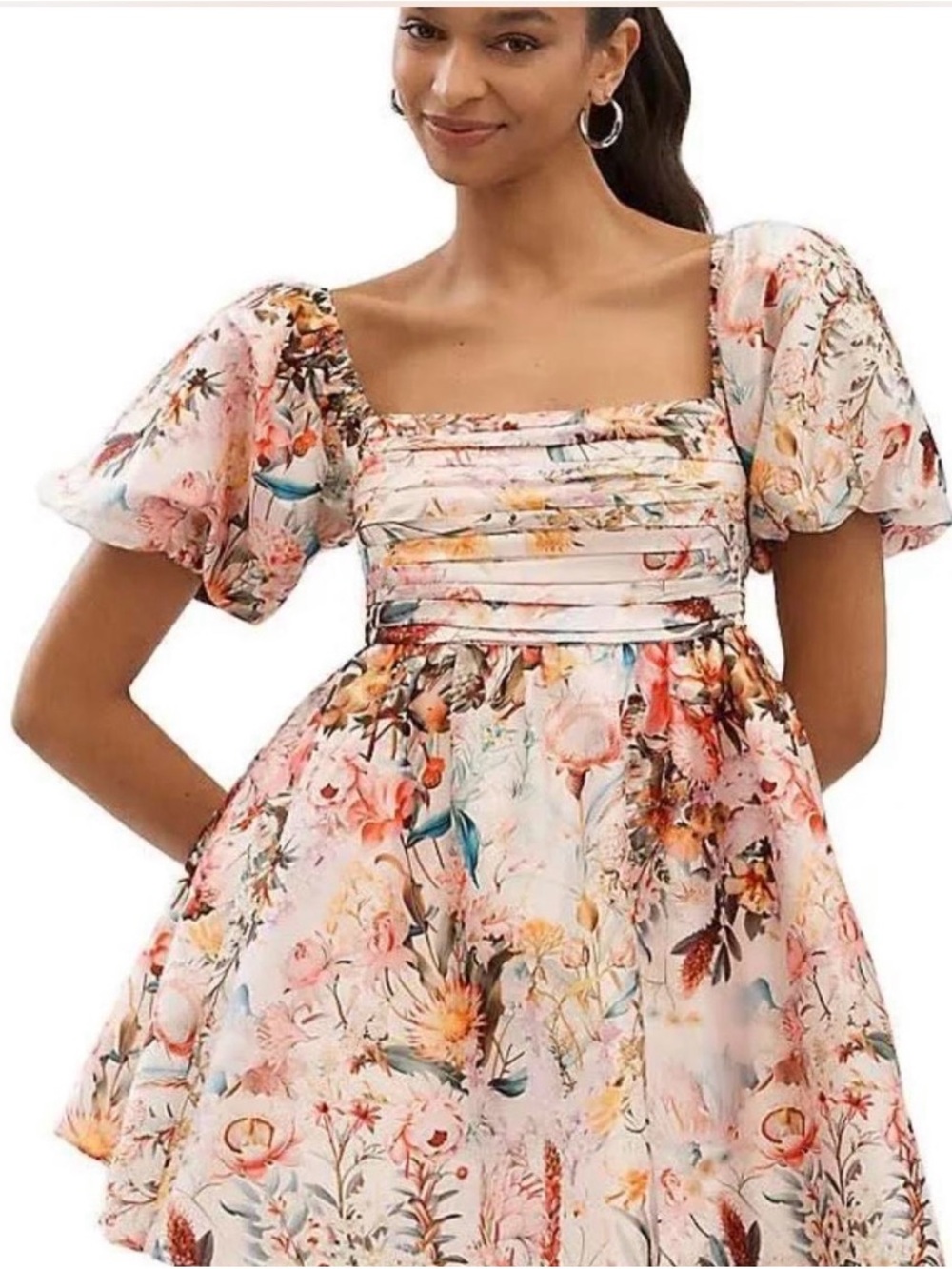 Anthropologie BHLDN Nina Puff Sleeve Floral Mini Dress